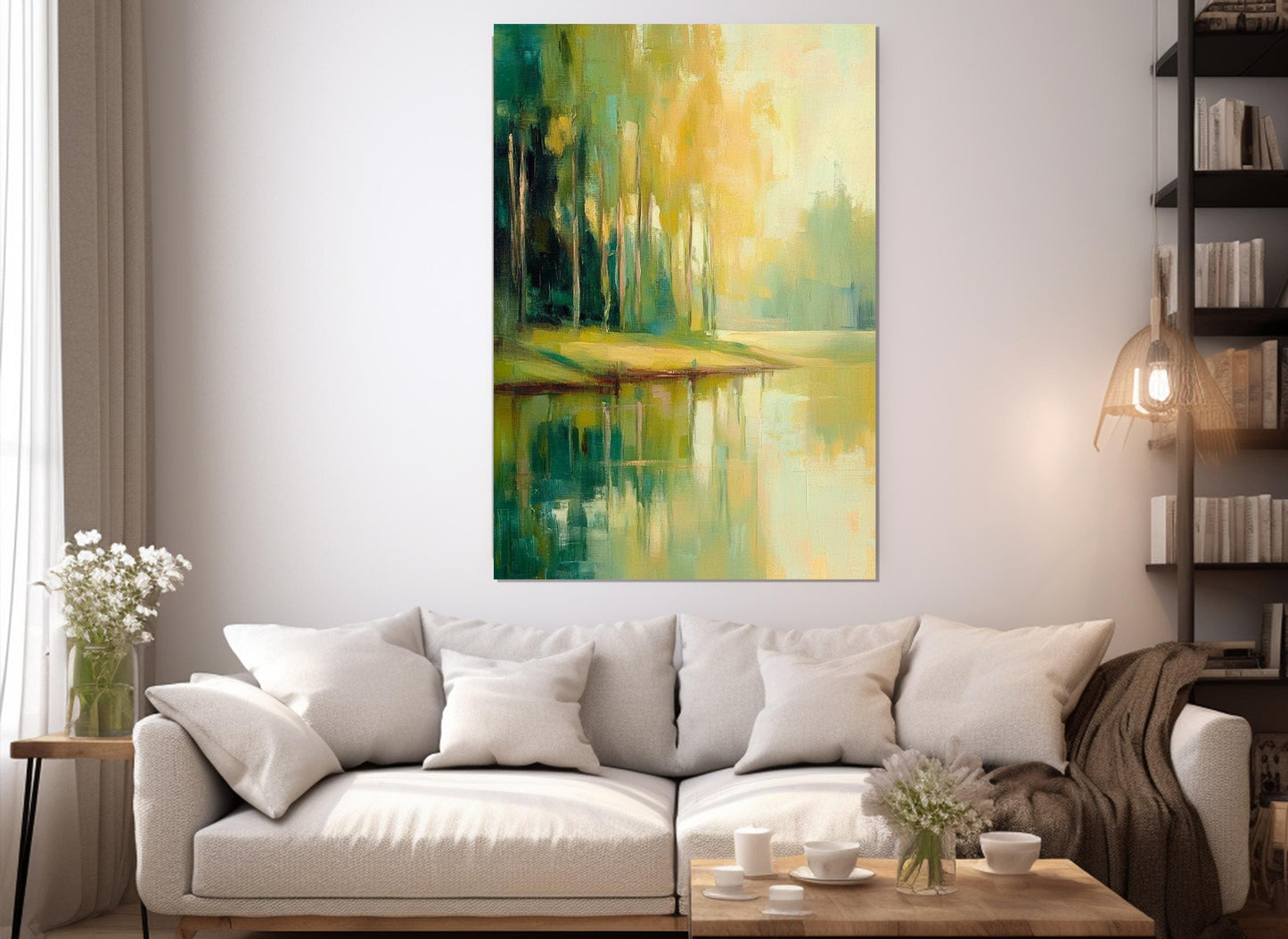 Impressionist Forest Painting – Serene Landscape Art | Framed Canvas Print Ready to Hang