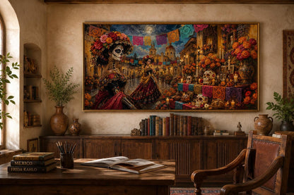 Day of the Dead Painting - Catrina Wall Art Canvas Print | Vibrant Mexican Folk Decor