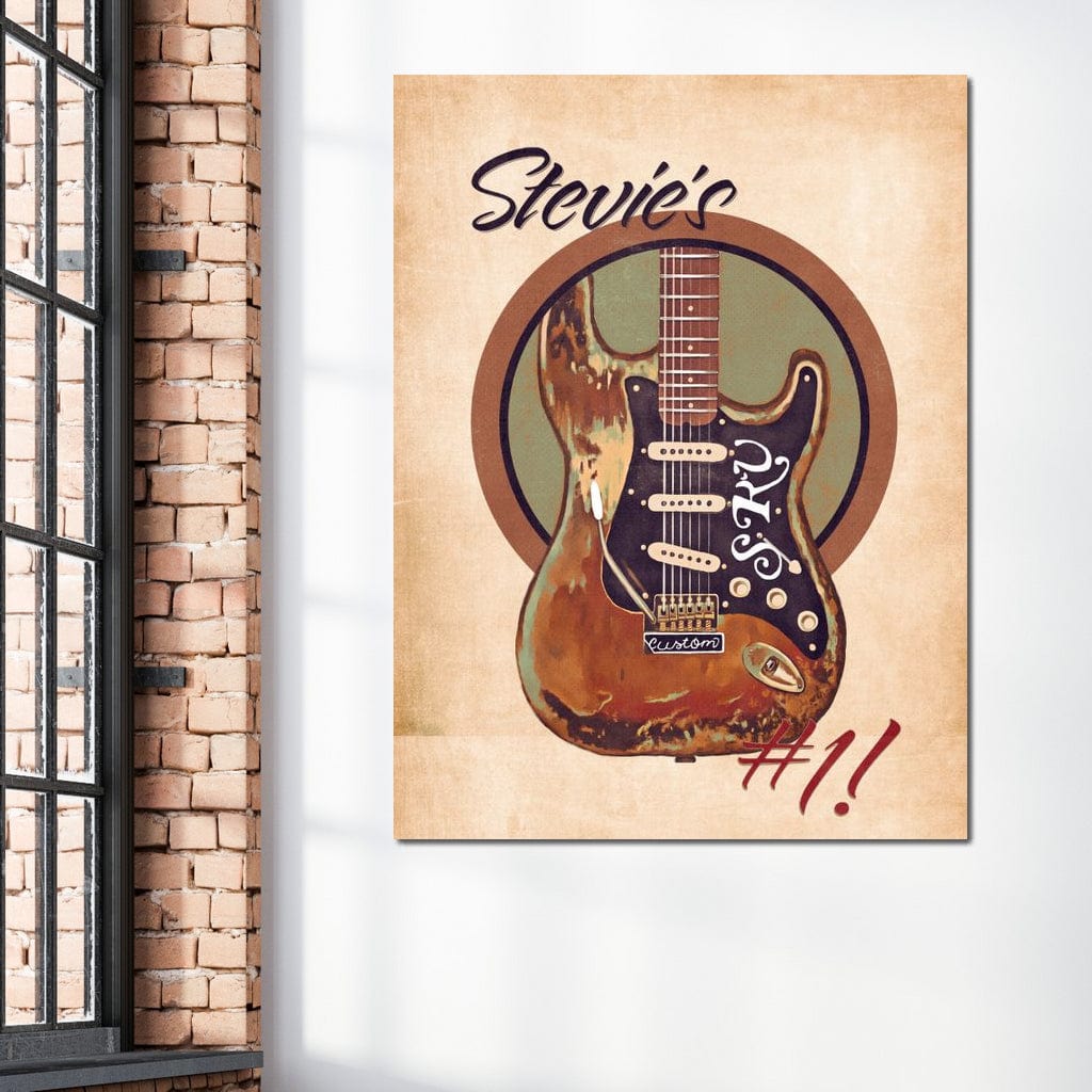Stevie Ray Vaughan's Guitar Retro Canvas Wall Art