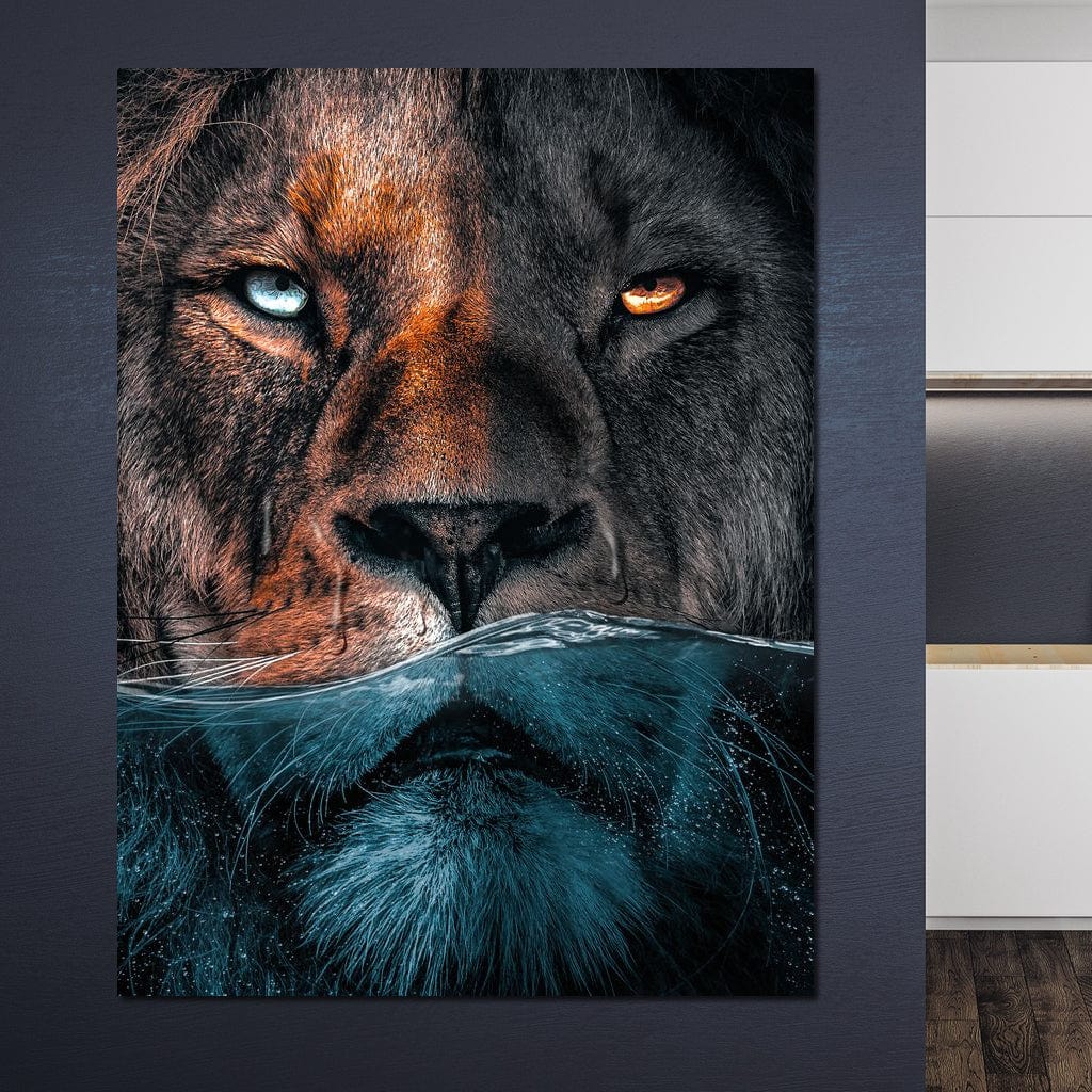 Diving Lion Canvas Wall Art