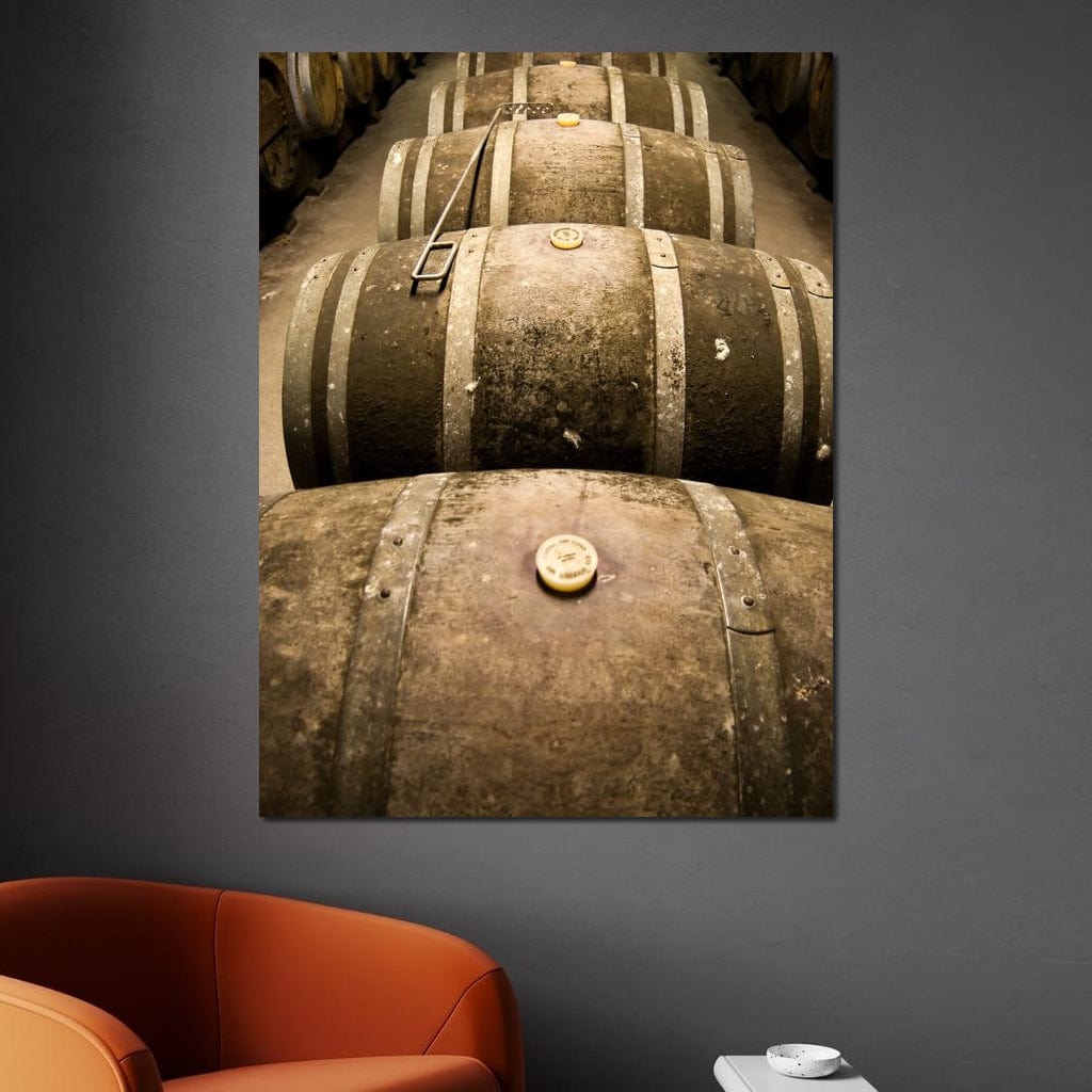 Rusted Wine Barrels Canvas Wall Art