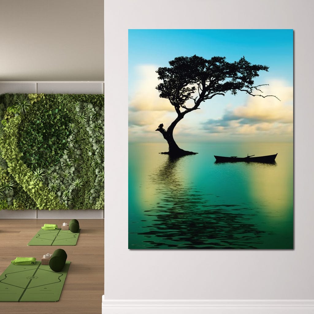 Cyan Tree Canvas Wall Art