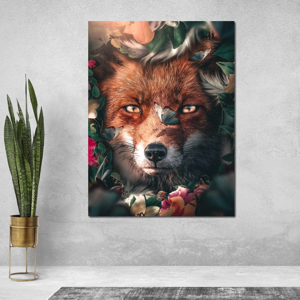 Floral Fox Canvas Wall Art