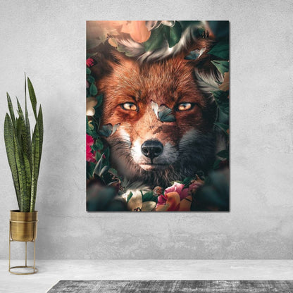 Floral Fox Canvas Wall Art