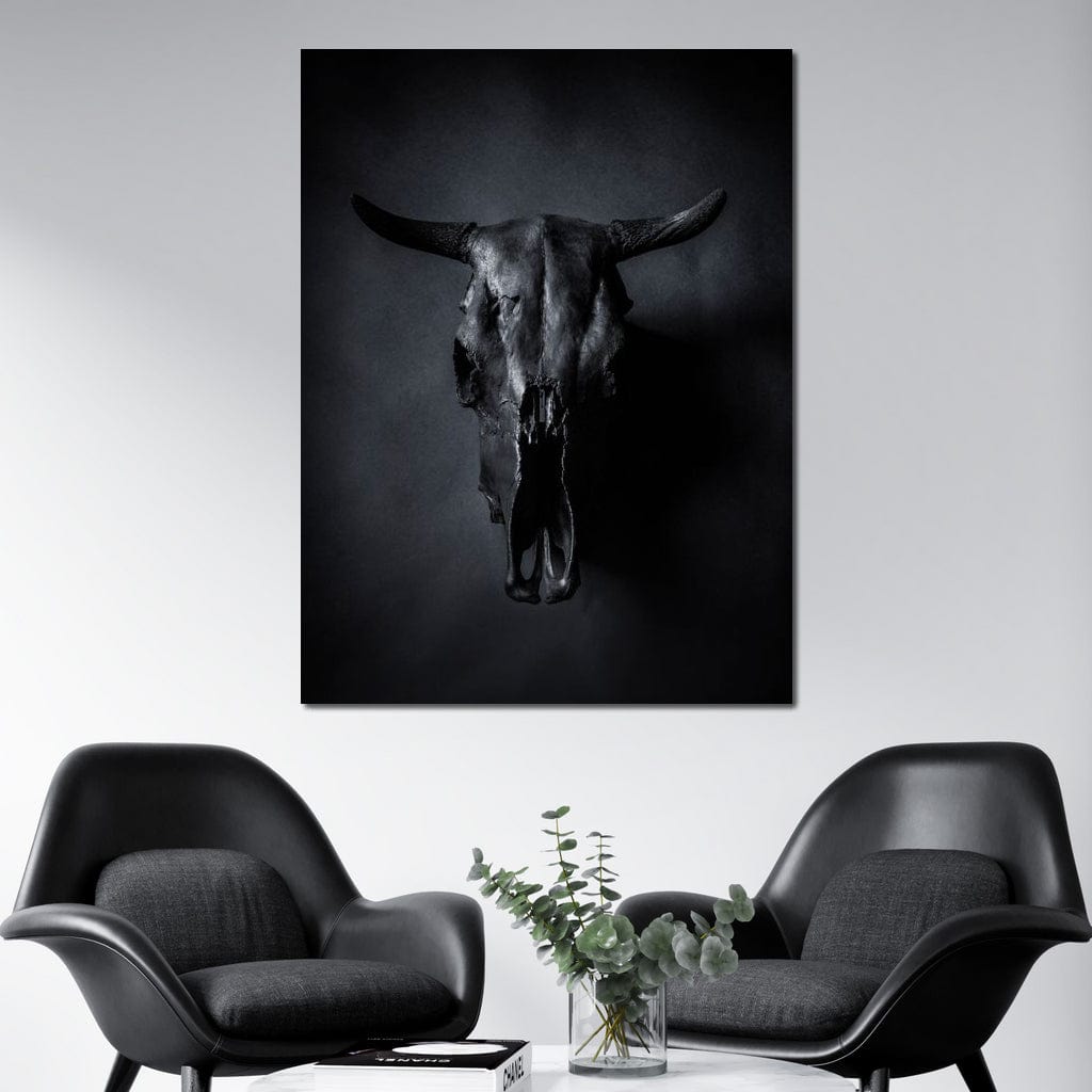 Black Bull Skull Canvas Wall Art