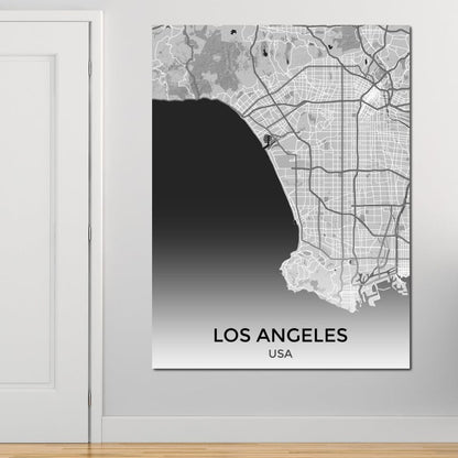 Map of Los Angeles, USA Canvas Wall Art