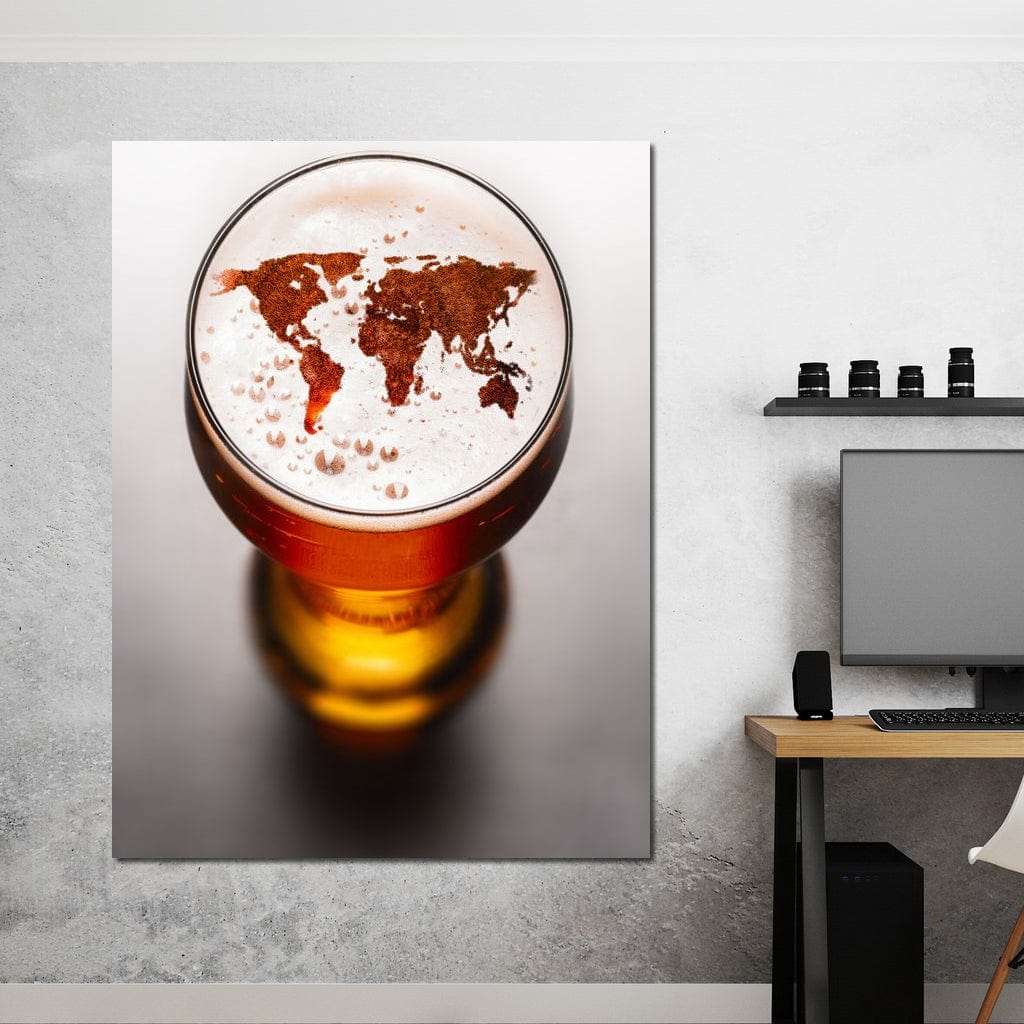 World Map Beer Canvas Wall Art