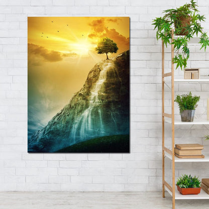 Waterfall Tree Canvas Wall Art