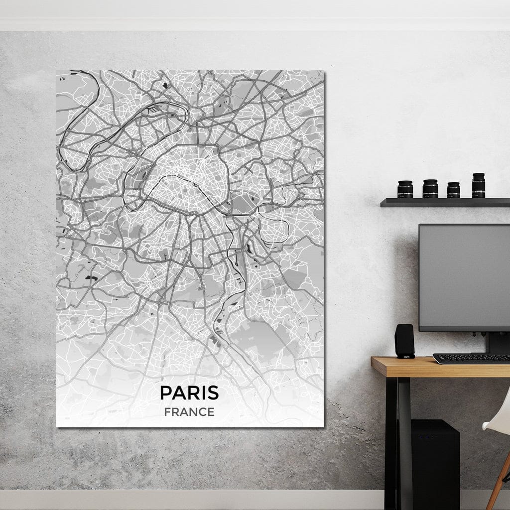 Map of Paris, France Canvas Wall Art