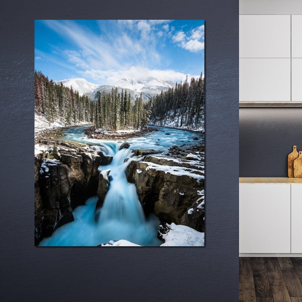 Snowy Sunwapta Falls Canvas Wall Art