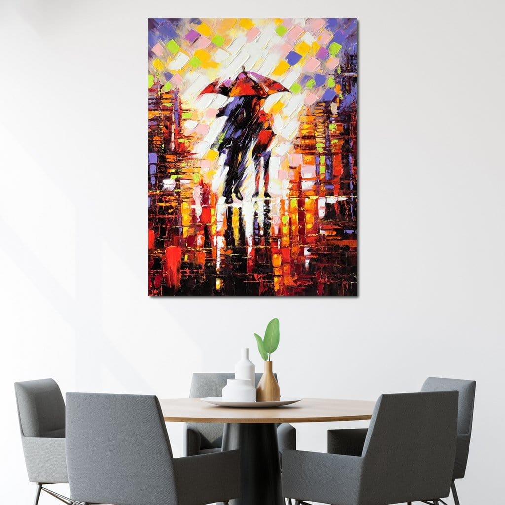 Enamoured Under The Umbrella Canvas Wall Art