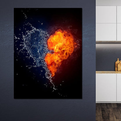 Fire and Water Love Canvas Wall Art