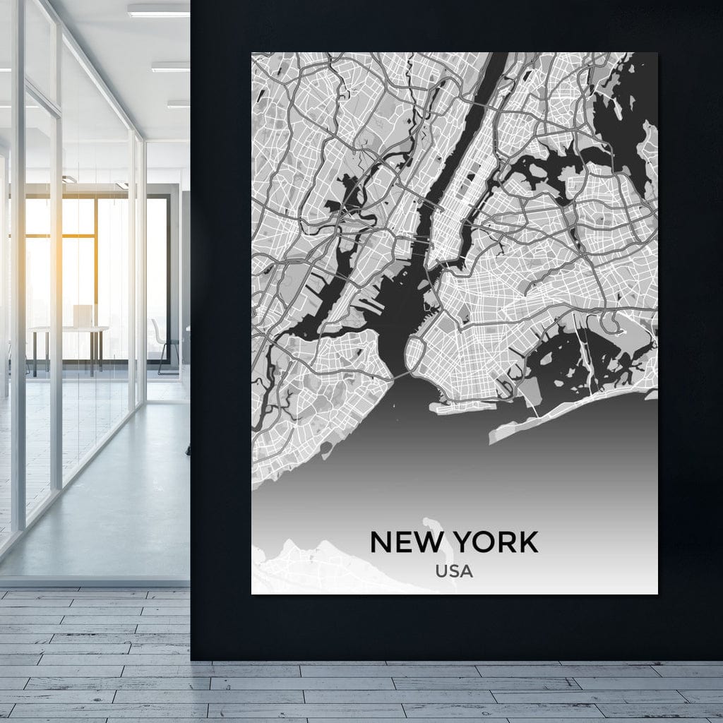 Map of New York City, USA Canvas Wall Art