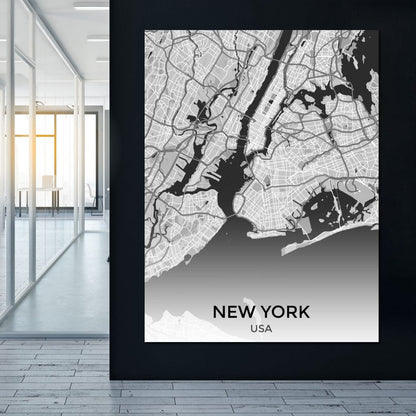 Map of New York City, USA Canvas Wall Art
