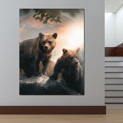 Sunset Bears Canvas Wall Art