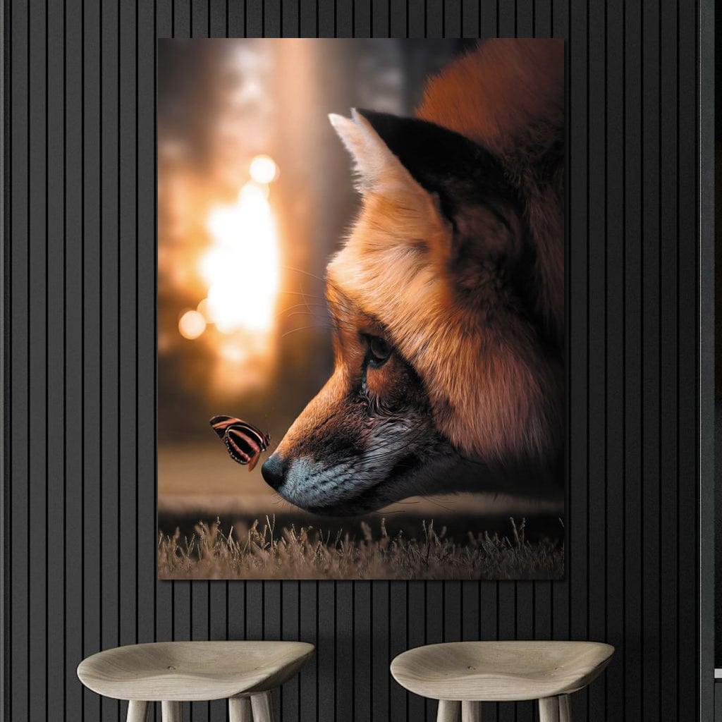 Fox Butterfly Canvas Wall Art