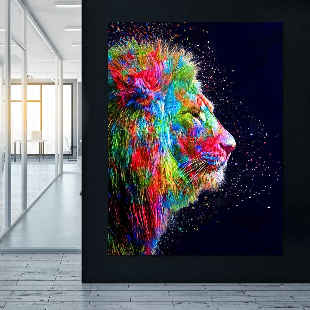 Colored Lion Canvas Wall Art