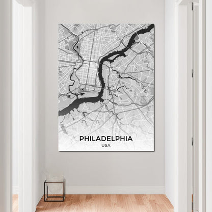 Map of Philadelphia, USA Canvas Wall Art