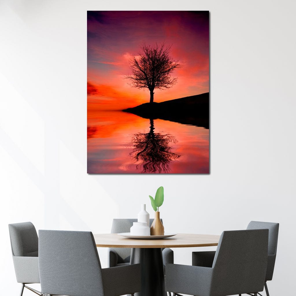 Red Sunset Canvas Wall Art