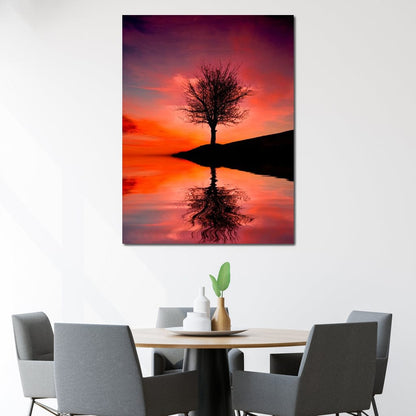 Red Sunset Canvas Wall Art