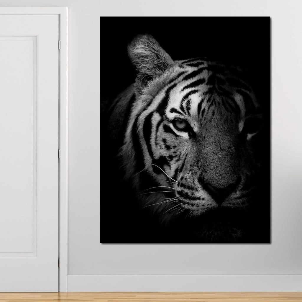 Black and White Fading Tiger Canvas Wall Art