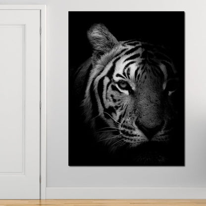 Black and White Fading Tiger Canvas Wall Art