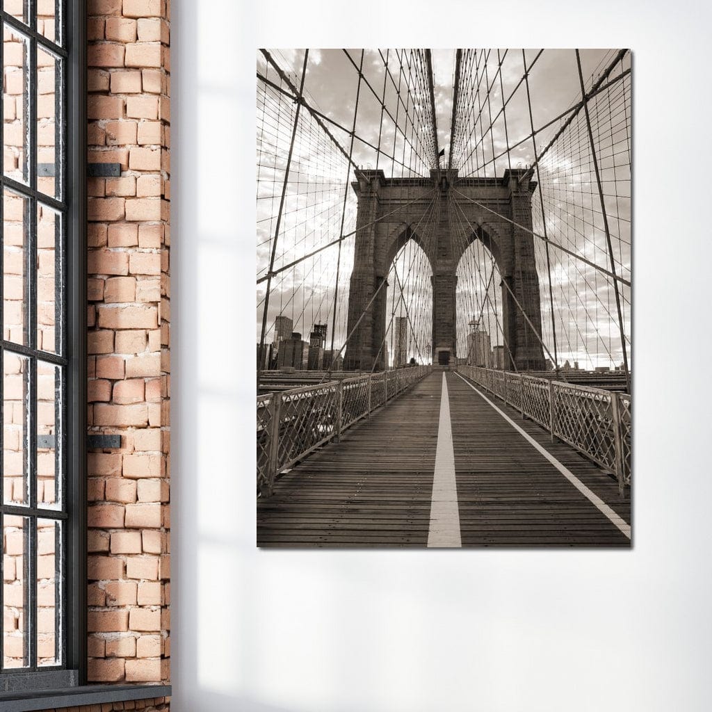 Brooklyn Bridge in Black & White Canvas Wall Art