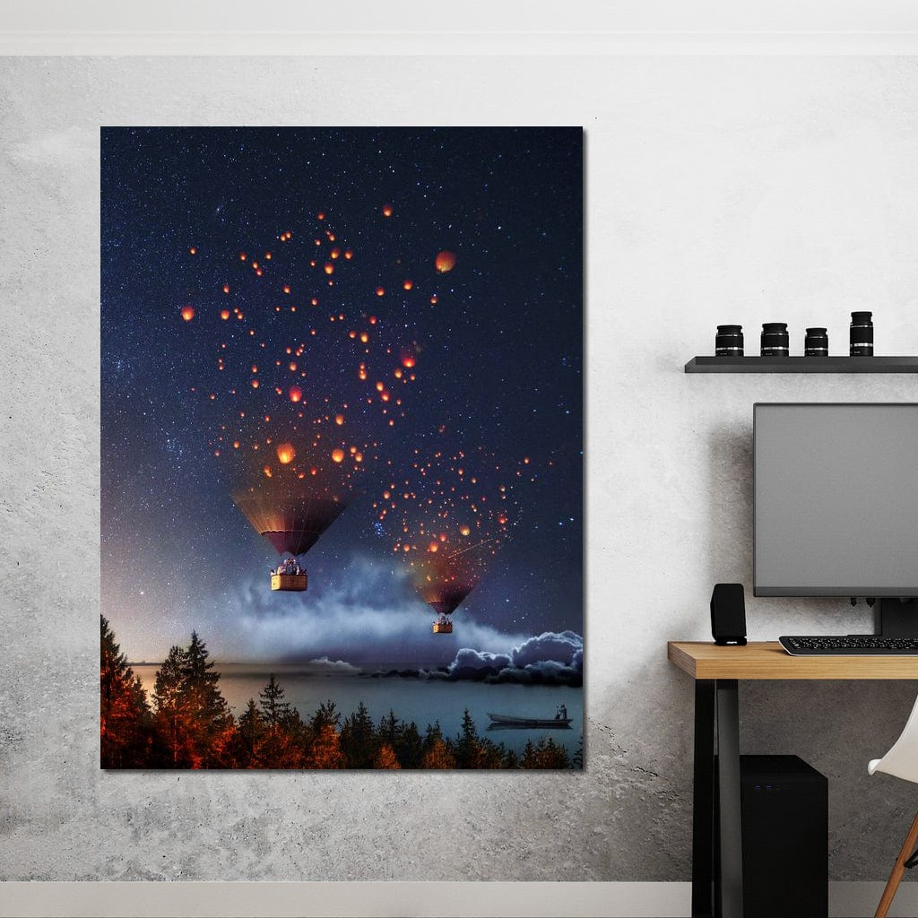 Hot Air Balloon Light Canvas Wall Art