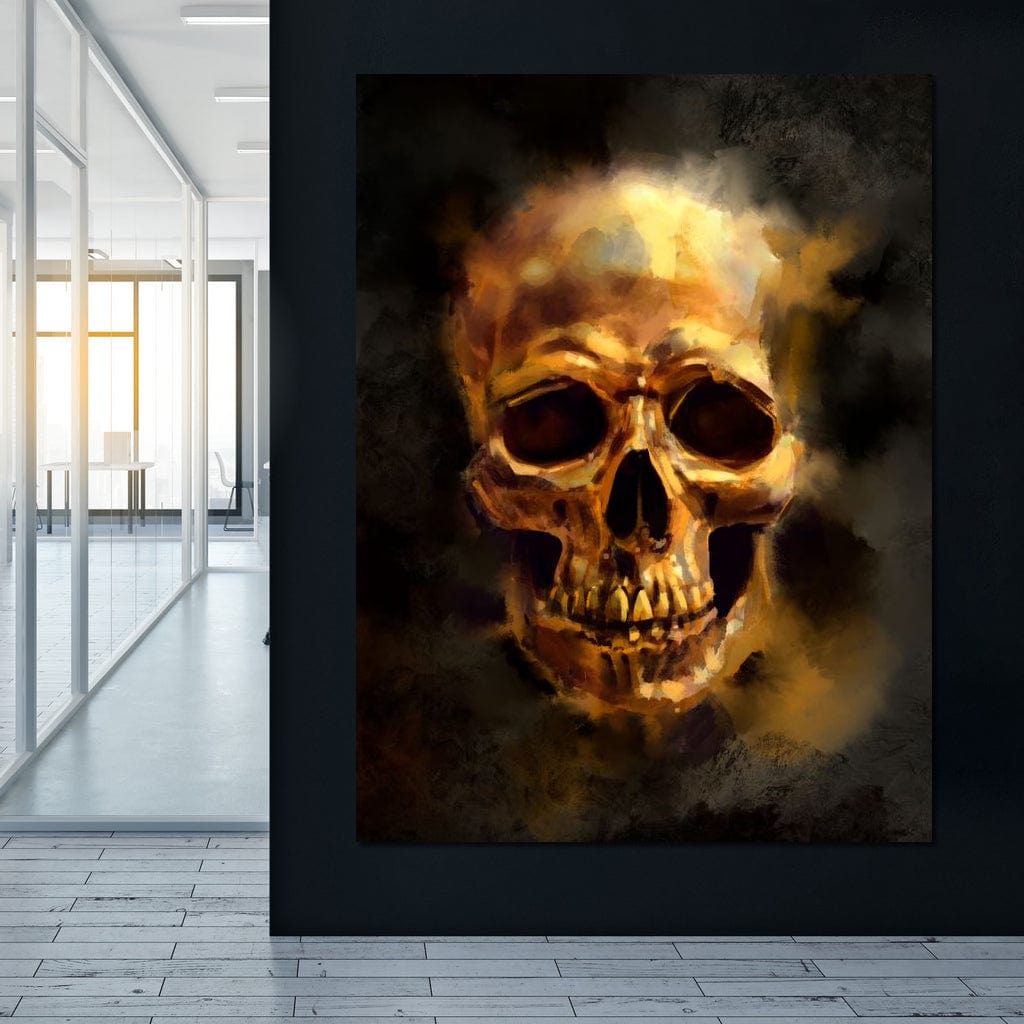 Golden Skull Canvas Wall Art