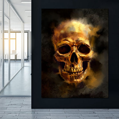 Golden Skull Canvas Wall Art