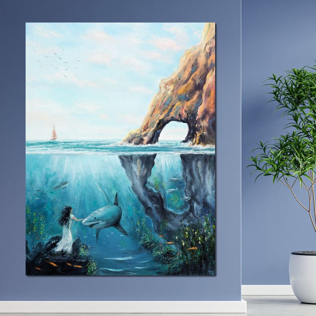 Swimming with the Shark Canvas Wall Art