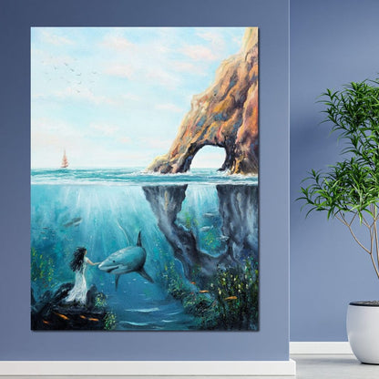 Swimming with the Shark Canvas Wall Art