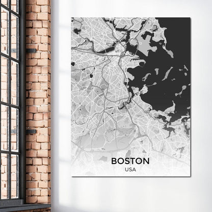 Map of Boston, USA Canvas Wall Art