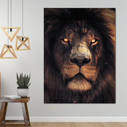 Scary Lion Canvas Wall Art