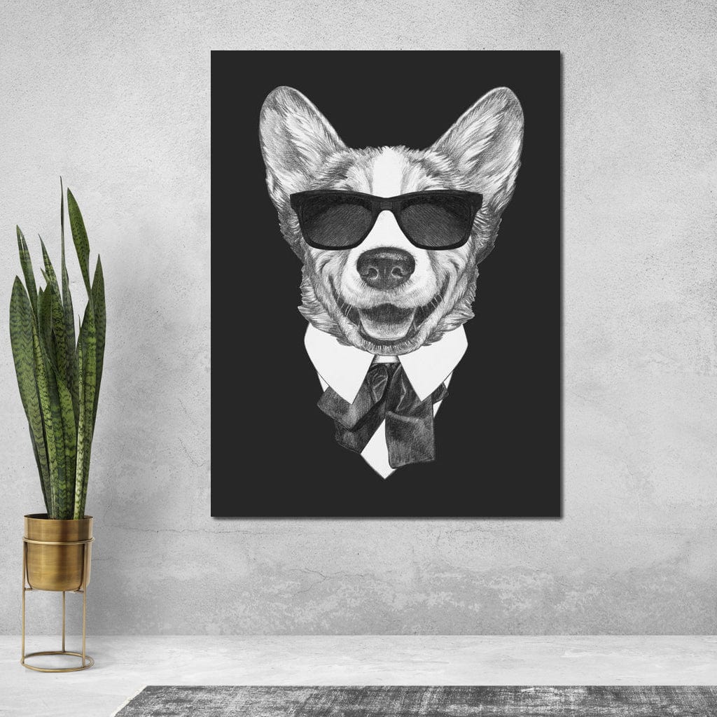 Dressed Up Corgi Canvas Wall Art
