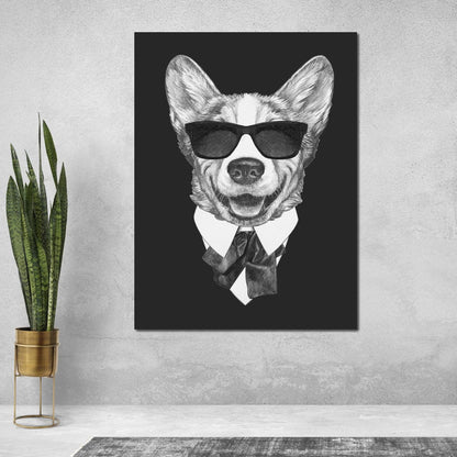 Dressed Up Corgi Canvas Wall Art