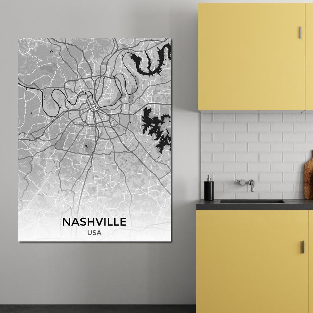Map of Nashville, USA Canvas Wall Art