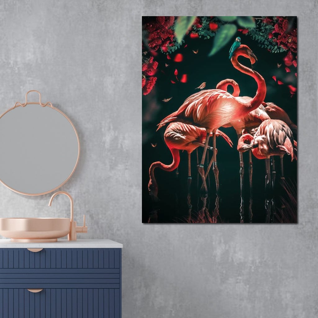 Glowing Flamingo Canvas Wall Art