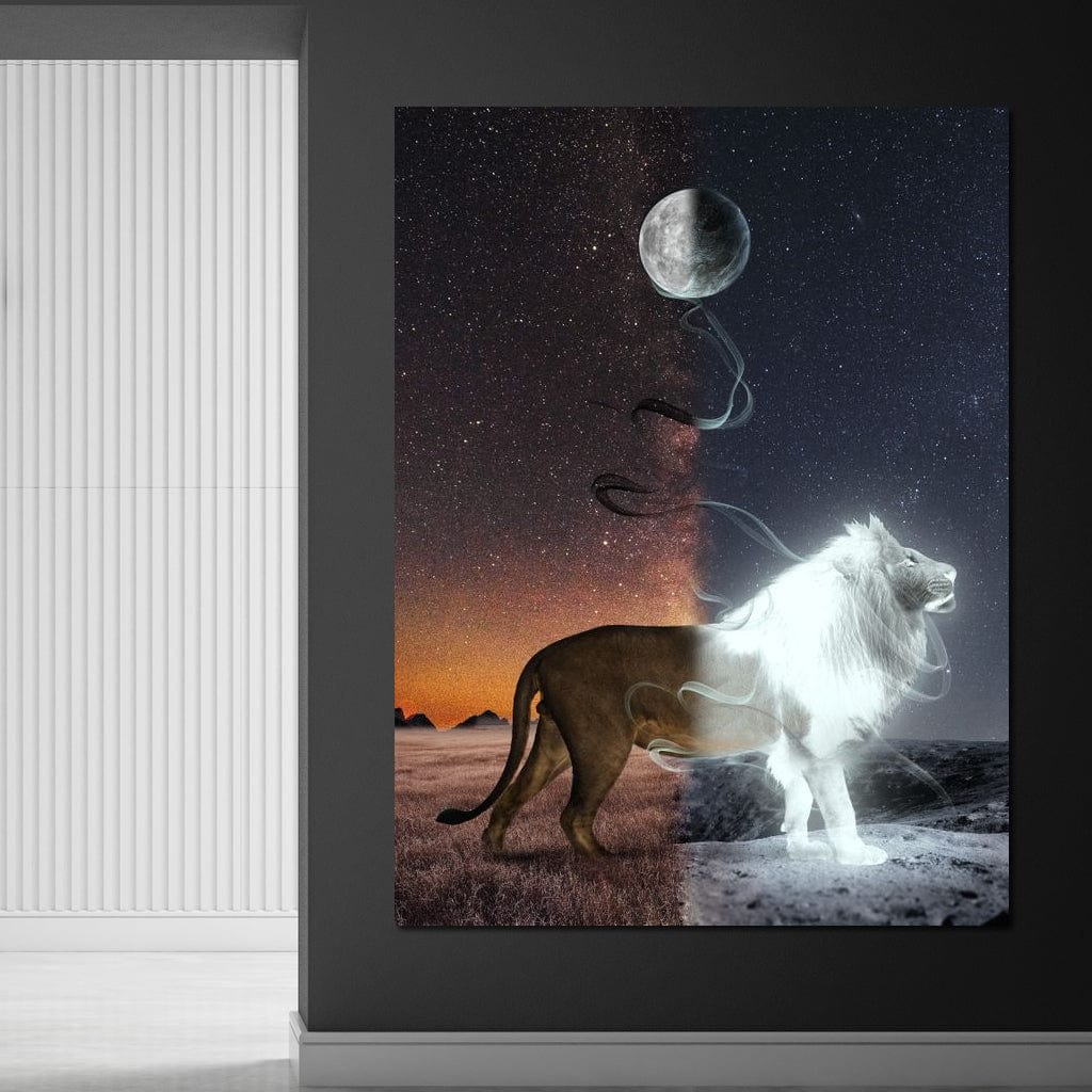 Lion Lune Canvas Wall Art