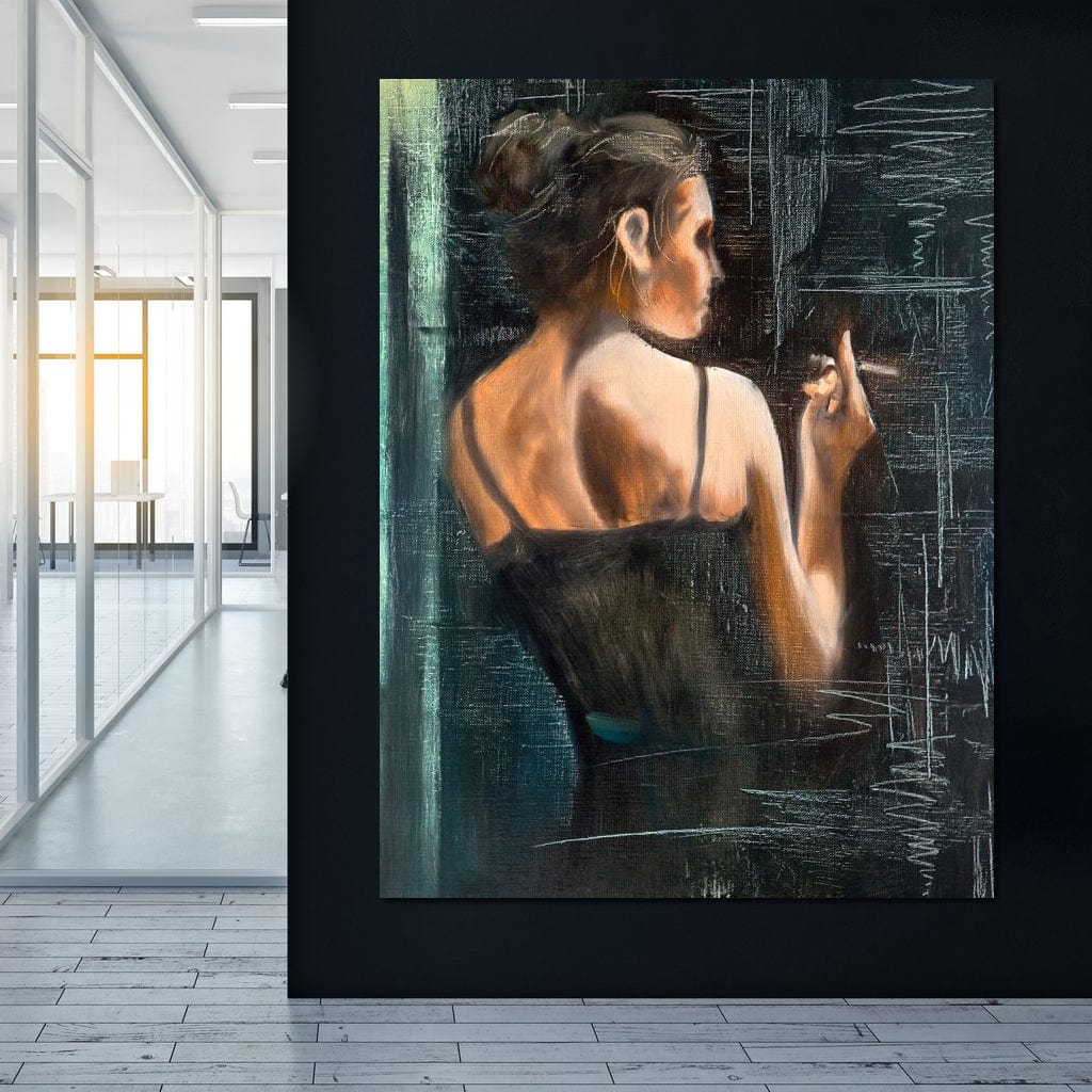 Smoking Woman Canvas Wall Art