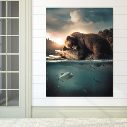 Floating Bear Canvas Wall Art