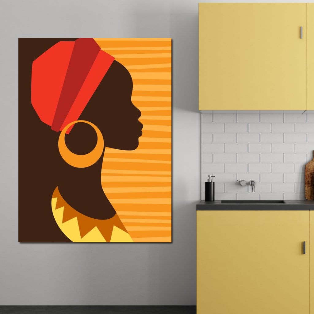 African Woman Profile Canvas Wall Art