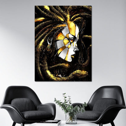 Golden Medusa Canvas Wall Art