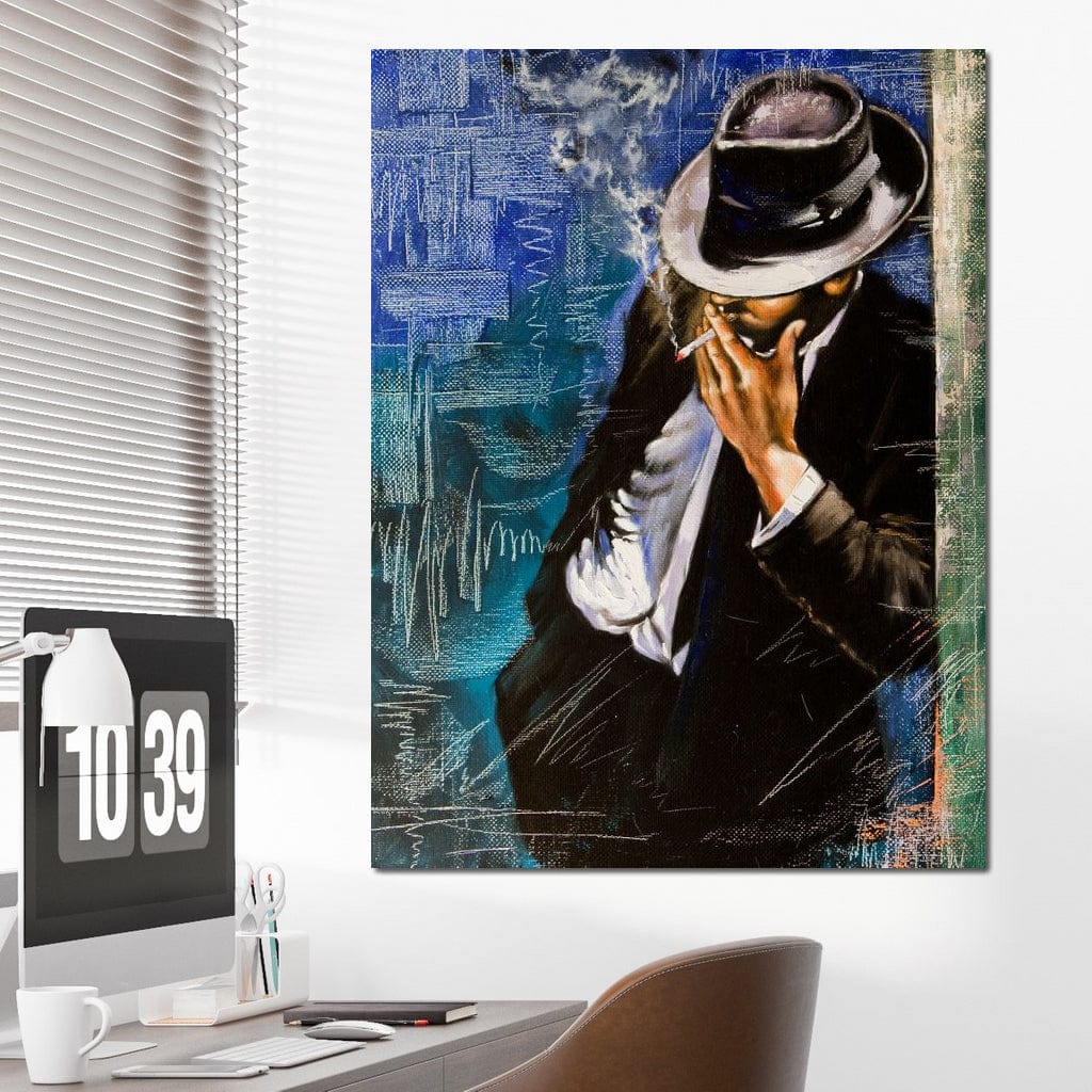 Smoking Man Canvas Wall Art