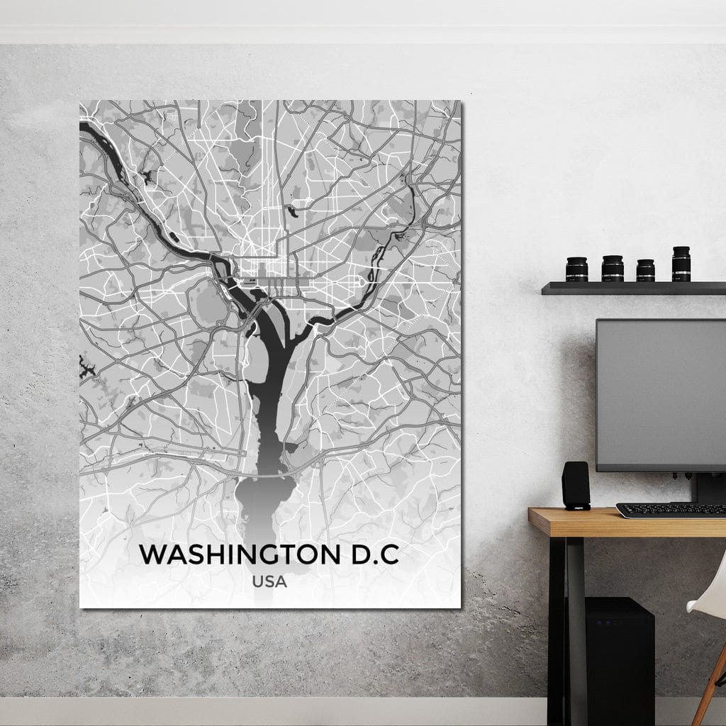 Map of Washington, USA Canvas Wall Art