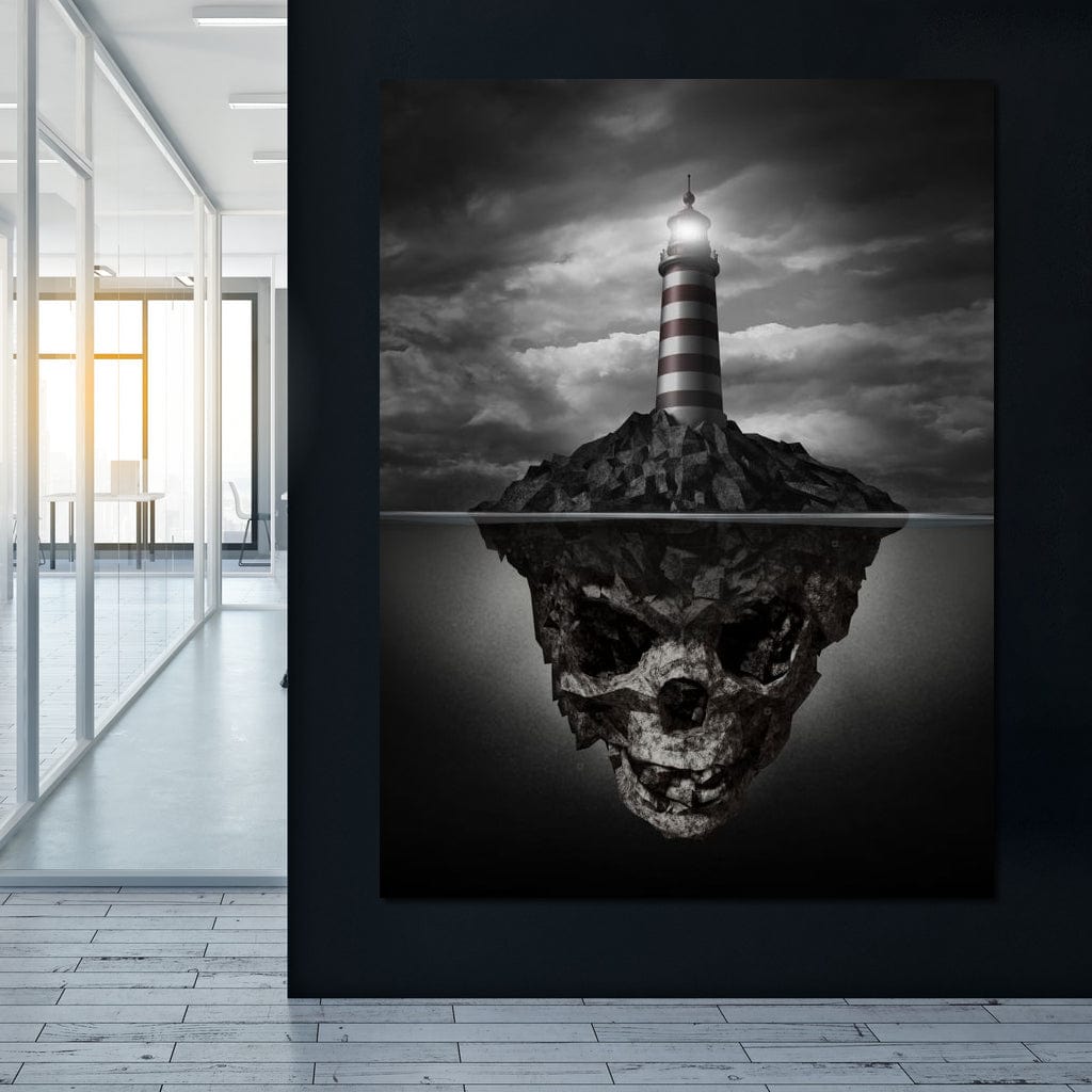 Skull Lighthouse Canvas Wall Art