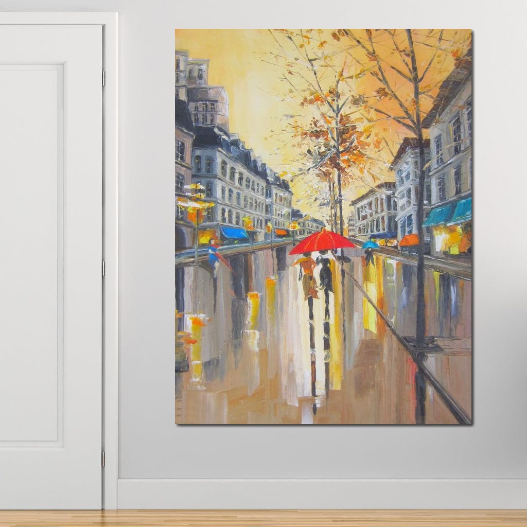 Rain in Boston Canvas Wall Art