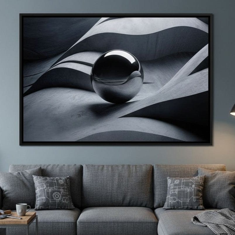 Black Mirror Sphere Canvas Wall Art