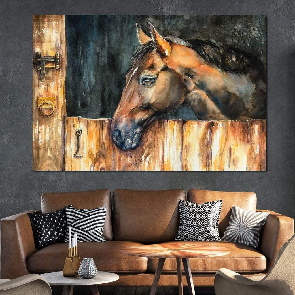 Horse in the Stable Canvas Wall Art