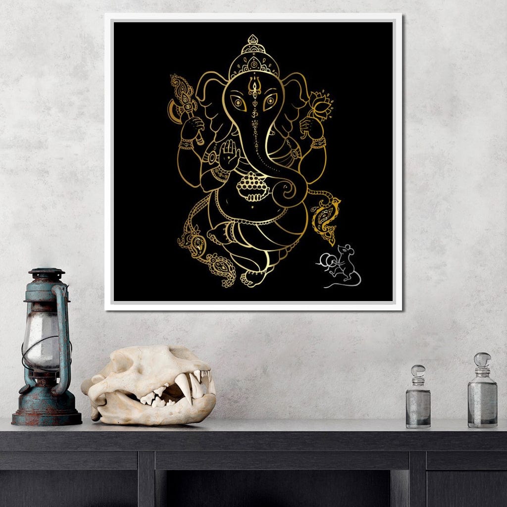 Golden Ganapati Canvas Wall Art